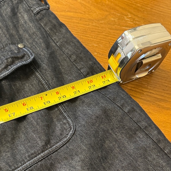 Dark Denim Trench Coat Fitted Button Up Jacket w/ Pockets Patterned Lining 2X - Picture 10 of 14